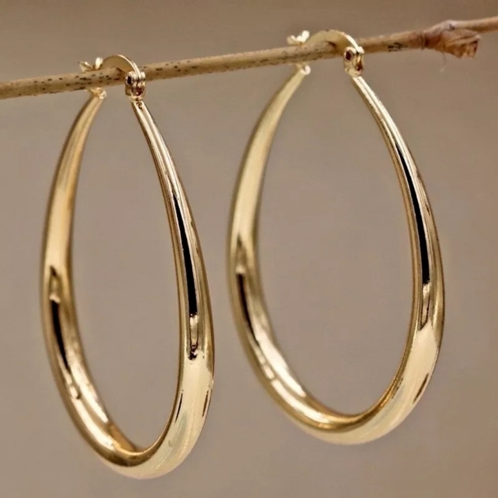 Gold Tone Hoop Earrings - Picture 1 of 4